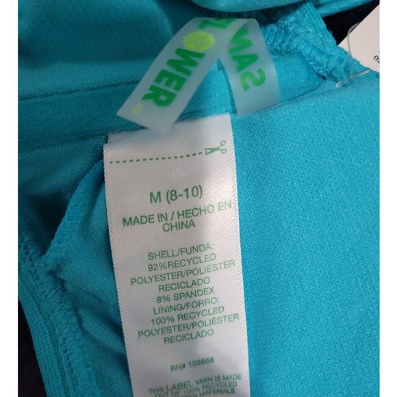 Sandflower Teal Ribbed Bikini Swim Top - Size M - Picture 4 of 4